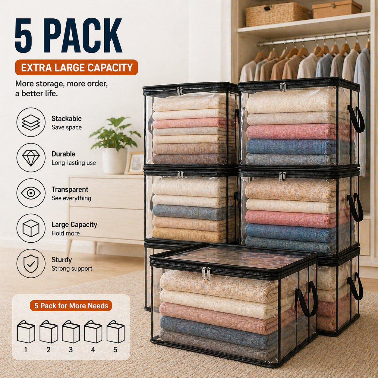 🔥UP TO 49% OFF🔥📦Large Heavy-Duty Thick Plastic Clear Storage