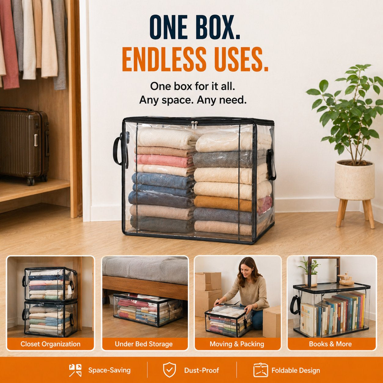 🔥UP TO 49% OFF🔥📦Large Heavy-Duty Thick Plastic Clear Storage
