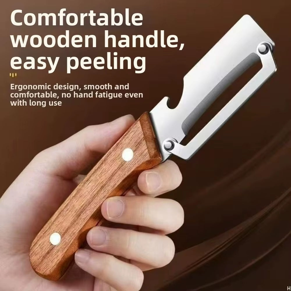 Premium Stainless Steel Peeler with Ergonomic Wooden Handle – Durable Vegetable & Fruit Slicer for Home Kitchen
