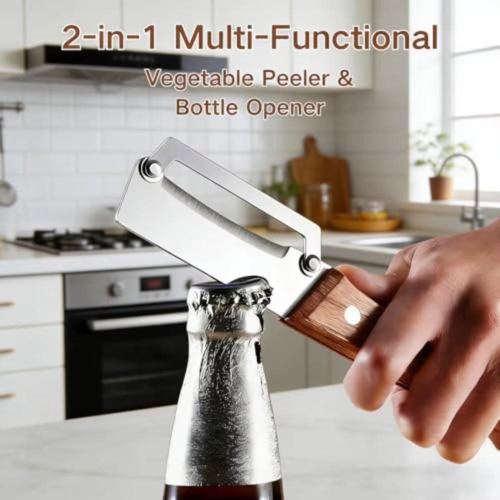Premium Stainless Steel Peeler with Ergonomic Wooden Handle – Durable Vegetable & Fruit Slicer for Home Kitchen